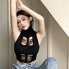 Summer  Turtleneck Knitted Vest Women Sexy Hollow Out Sleeveless Slim Tank Top
