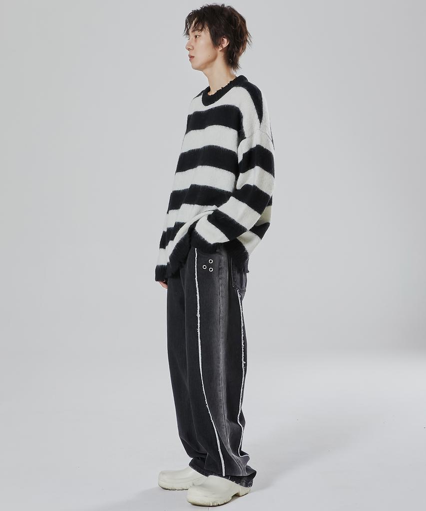 FLAVORISM Cut-Off Bleach Washed Denim Pants (Tp0042)