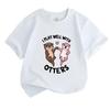 Kids Boys Girls 100% Cotton Crew Neck Short Sleeve T-Shirt Cute Cartoon Otters Couple Funny I Play Well With Otters Casual Lightweight Comfortable Gra