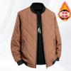 Mens Plus Size Winter Padded Jacket Fleece Lined Stand Collar Baseball Coat Warm Solid Color Cotton Outwear