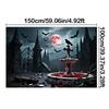 Red Full Moon,Crows,Castle,Bat Elements-Halloween Backdrop Tapestry for Party,Photography Booth,Festive Decor,Wall Decor