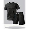 Herren Sommer T-Shirt und Shorts Set Lässige Entspannte Passform Sportliches Rundhals Kurzarm T-Shirt Paris Buchstaben Druck Zweiteiliges Set