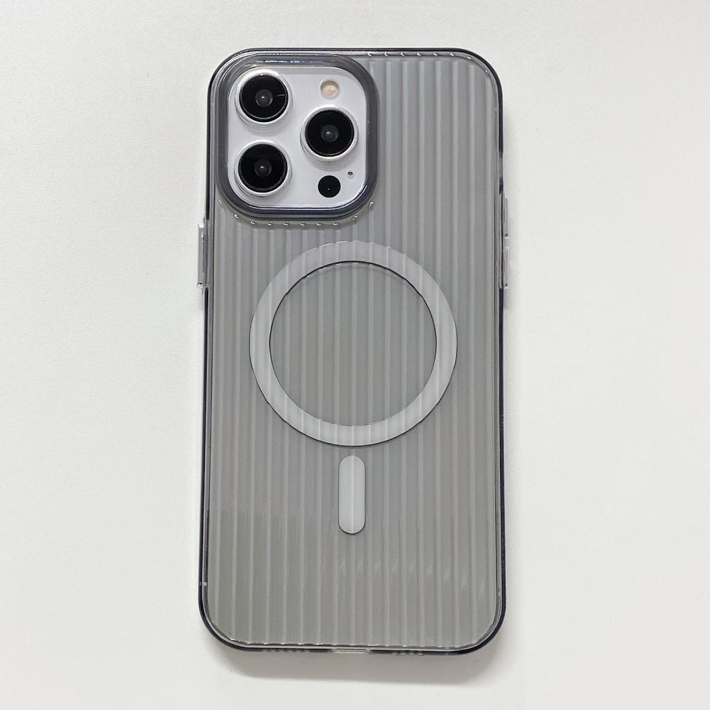 Corrugated transparent magnetic mobile phone case is suitable for Apple 16PROMAX high transparency 14 personality 15PRO soft case 14PRO.