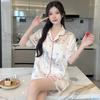 Premium Silver Powder Cartoon Ice Silk Pajamas Women'S Summer Short-Sleeved Loose And Comfortable Loungewear Set