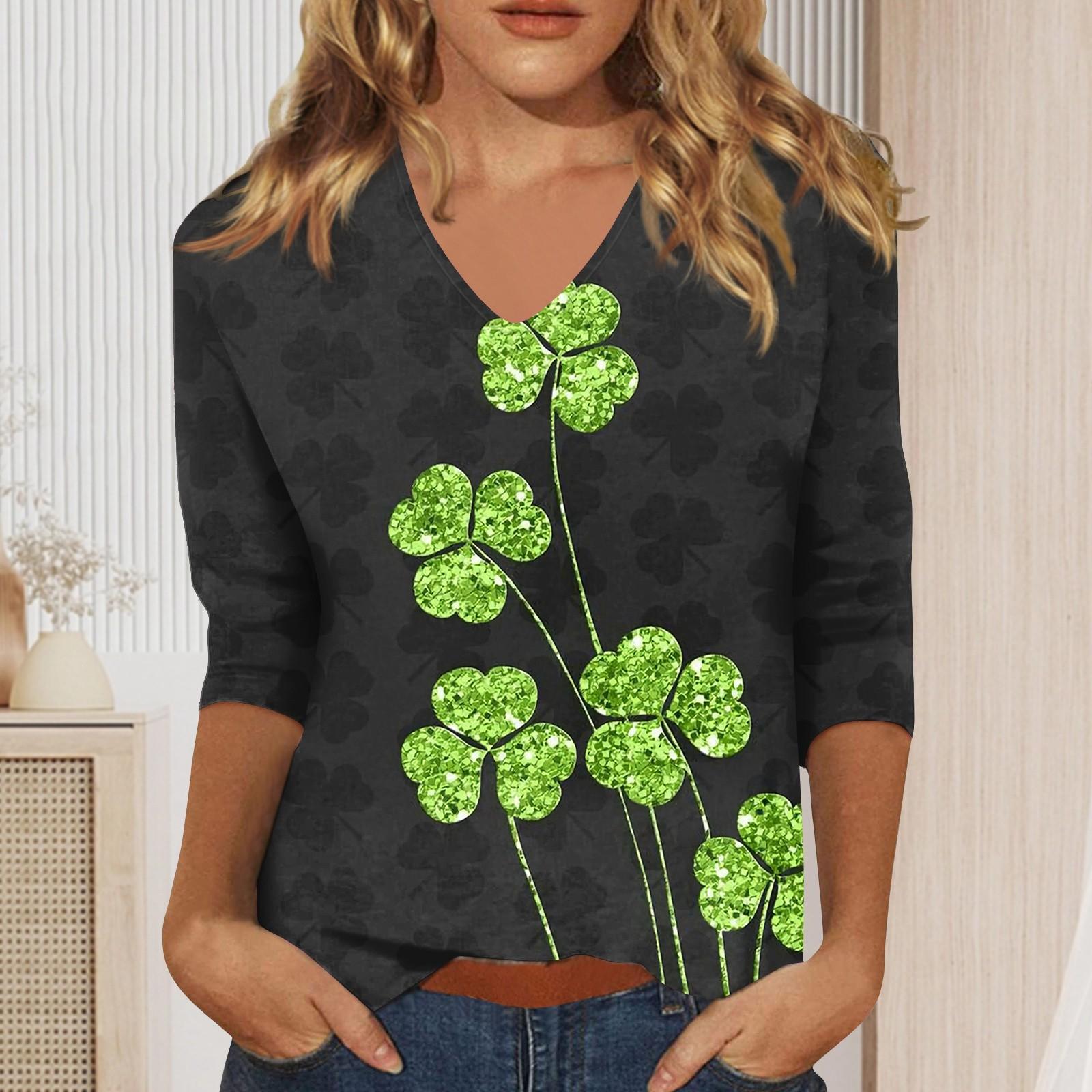 

Жіноча мода Повсякденність Усе Повсякденне Футболка з V-подібним вирізом і семиточковими рукавами з принтом XL