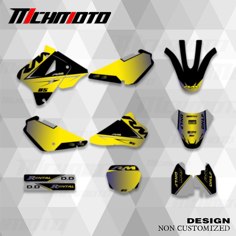 MCHMFG Full Set Graphics Backgrounds Decals Stickers Kits For SUZUKI RMZ85 RM 85 2001-2018 Number Name
