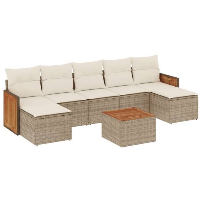 VidaXL Salon de Jardin avec Coussins 8 pcs, Canapés de Terrasse, Ensemble de Meubles de Patio, Mobilier d'Extérieur, Beige 3260322
