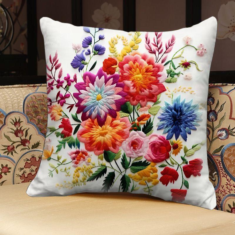 Blumen Quadratische Kissenbezug Büro Wohnzimmer Sofa Kissenbezug Bedruckt Abnehmbar Waschbar Kissenbezug