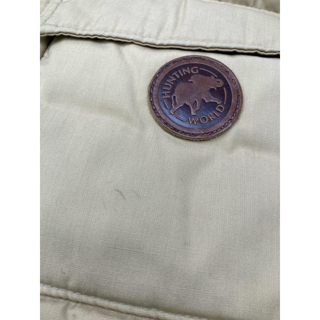 HUNTING WORLD 44004TA Beige Leather Logo Patch Sleeve Ribbed Down Jacket Jacket 38 beigeUsed