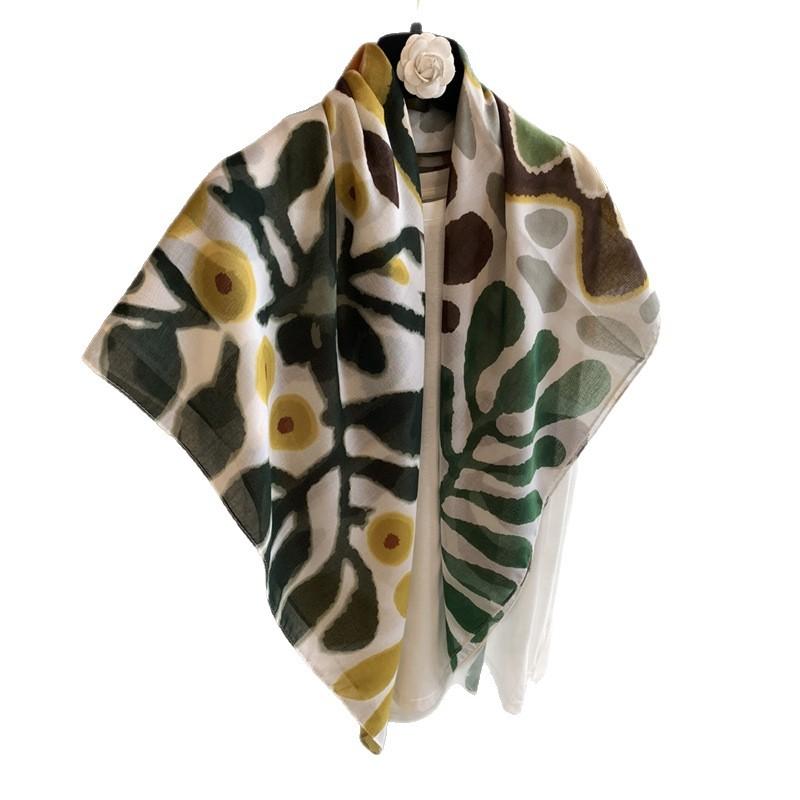 Spring and summer color matching versatile silk scarf fashionable women cotton and linen feel thin shawl scarf 111 large square scarf silk scarf