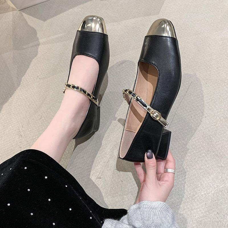 French Mary Jane single shoes women's thick heel 2025 new spring and summer women's shoes temperament black with skirt evening shoes
