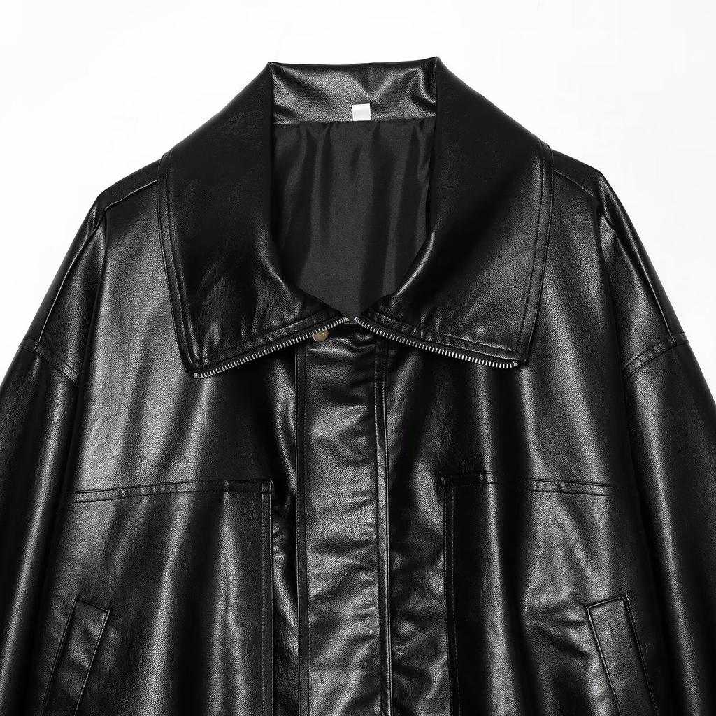 European and American style, new women's clothing, fashionable functional leather bomber jacket 04751351800