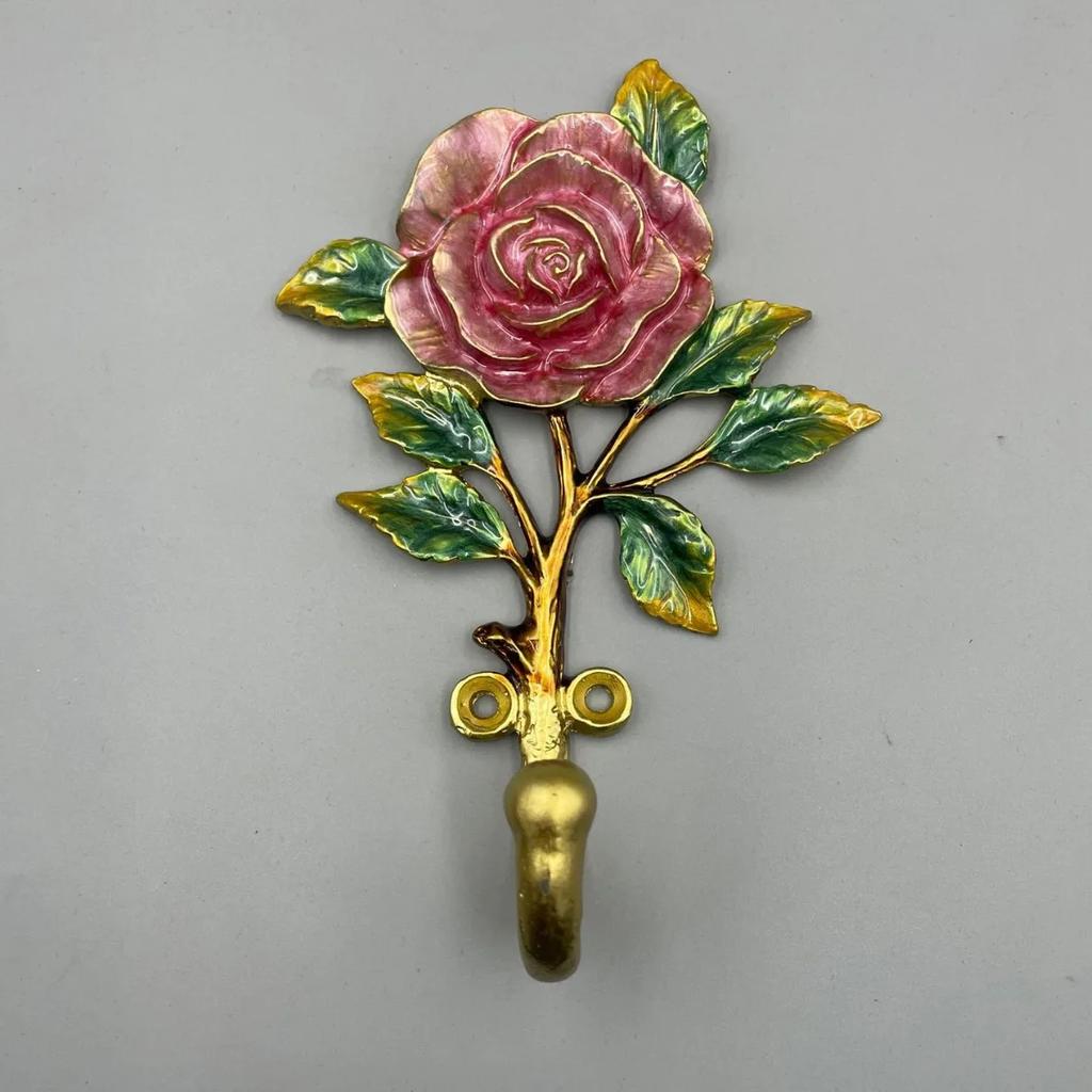 Dekorativní nástěnný věšák ve tvaru vintage květiny, Hák na zavěšení oblečení, kabátů, ručníků, klíčů, klobouků, Kovový nástěnný hák