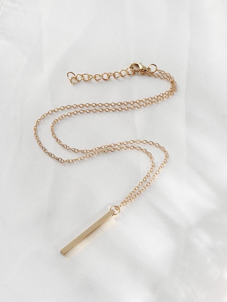 Korean Style Vertical Bar Pendant Necklace for Women