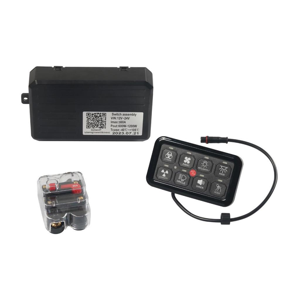 Universal 8-Button Switch Panel with Circuit Control Box for Cars, Jeeps, and Boats