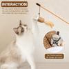 1Pcs Natural Cat Catcher Toy 40cm Wooden Pole With Bell Elastic Pole Turkey Feather Teaser Stick Wooden Pole Linen Feather 28g