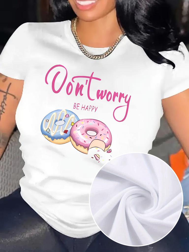 Don't Worry Be Happy Donut Graphic T-shirt