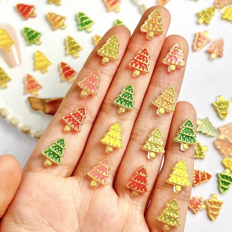 

20pcs Christmas Tree Nail Decorations Nail Charms for DIY Earrings Hair Clips Accessories Durability Resin Ornaments 1
