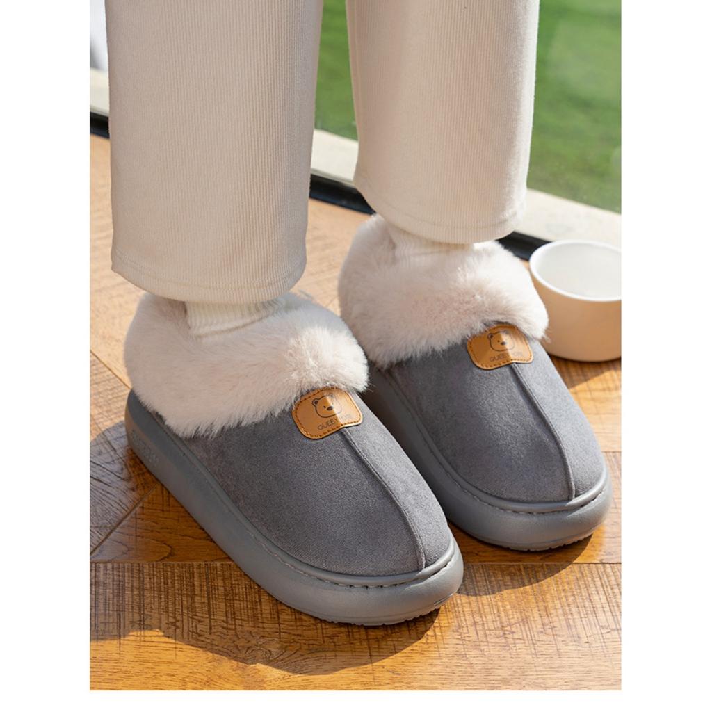 Bag Heel Cotton Shoes for Women In Autumn and Winter, Warm Home, Thick Soled Plush Cotton Slippers for Women Wearing Snow Boots