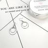 Silver Double Circle Hook Earrings Bohemian Women's Dangle Earrings Small Round Hanging Earrings Boucle D’oreille Femme