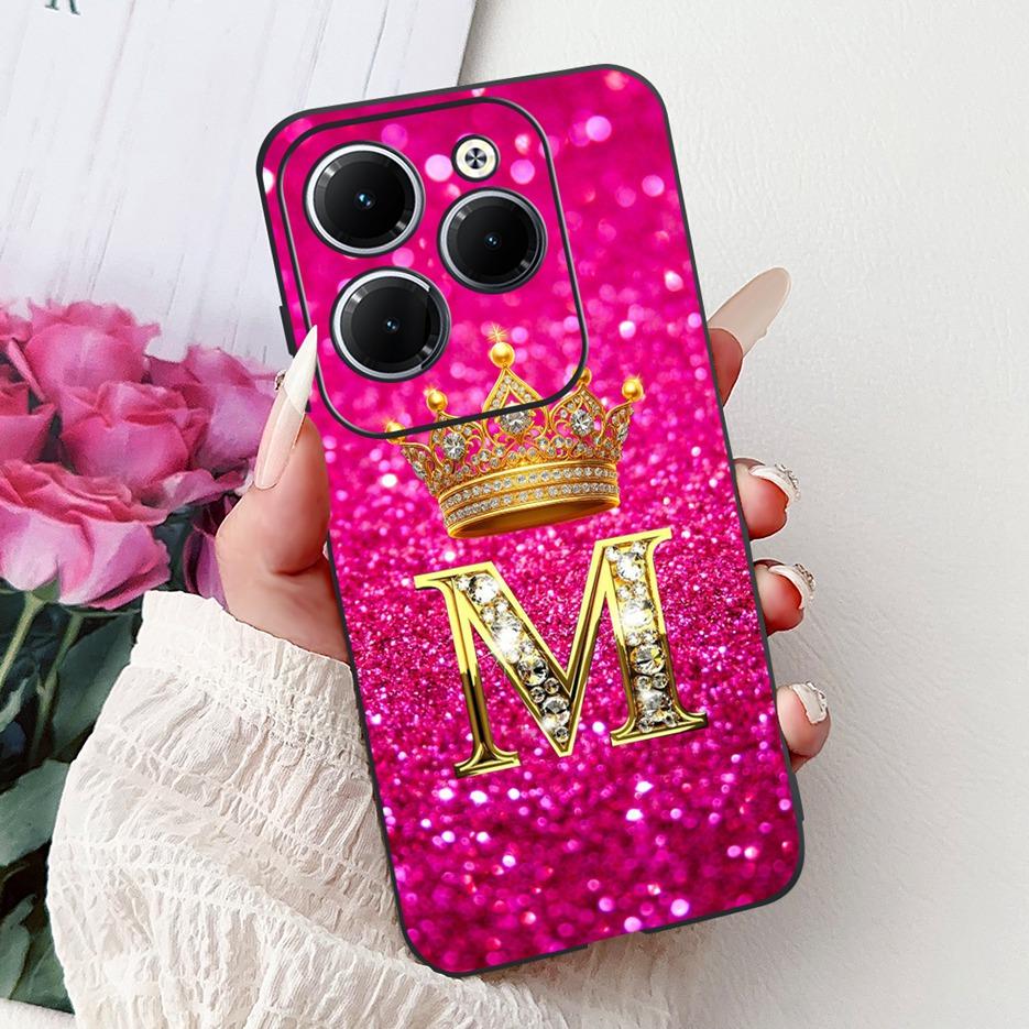 Pro pouzdro Infinix Hot 40 Pro X6837 Luxusní kryt s písmeny a korunkou Měkké silikonové pouzdro na telefon Pro Infinix Hot 40i Hot40 Pro Hot40i