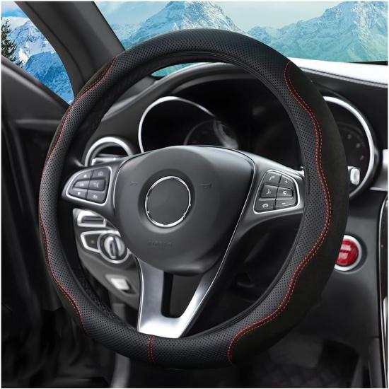 14.5 -15  Car Steering Wheel Cover, Auto Interior Wheel Protector with Black
