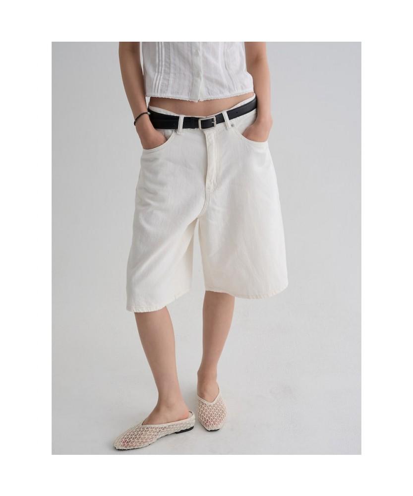 8SECONDS Midi Denim Shorts Ivory