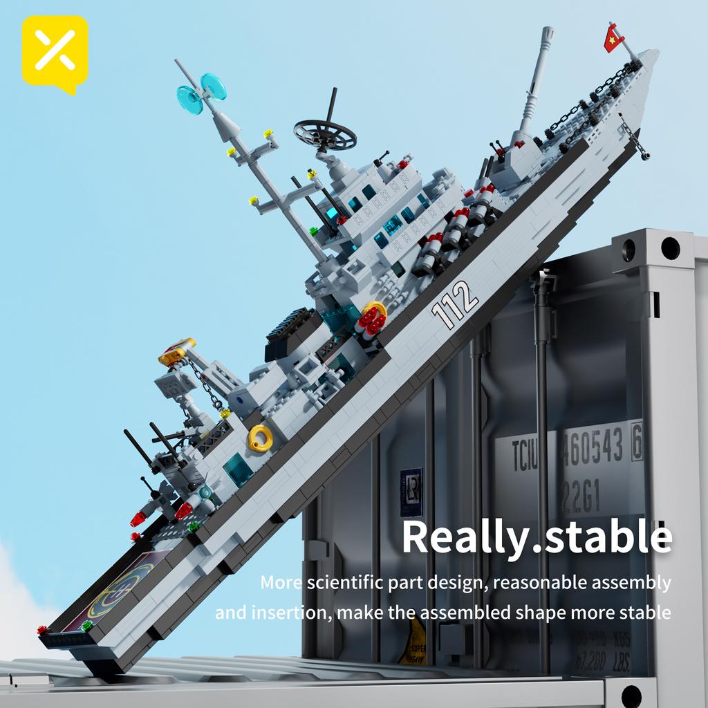 2025 STÜCKE Baustein Kriegsschiff Schlachtschiff Bausätze Stadt Hubschrauber Militärschiff Bausteine Set Lernspielzeug für Kind Weihnachtsgeschenk