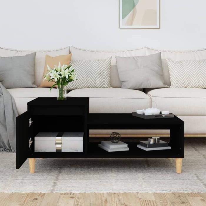 821125 vidaXL Table basse Noir 100x50x45 cm Bois d'ingénierie