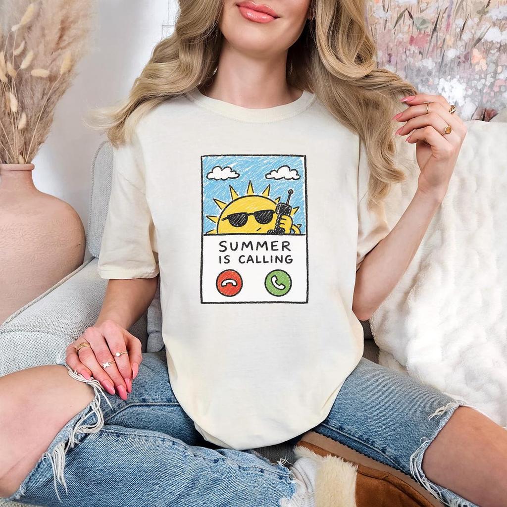 Comfort Colors® Summer Is Calling Beach T-Shirt, Summer Shirt, Trendy Beach Tee for Women, Summer Vacation Shirts, Summer Tee