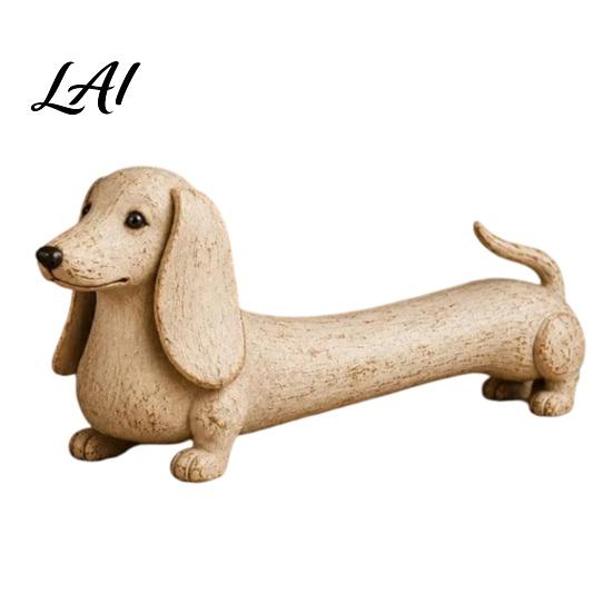 Unique Housewarming Presents Vintage Dachshund Dog Figurine Wiener Statue Rustic Animal Tabletop Retro Style Interior Decor Ornament Cute