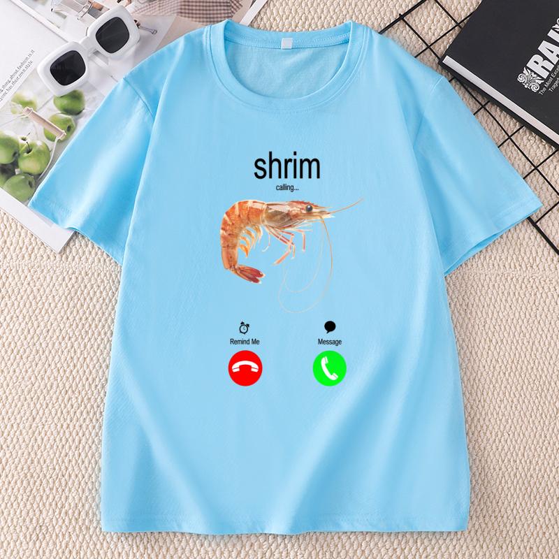 Lustiges Garnelen-Ruf-T-Shirt Sommer Unisex Unisex Humor-T-Shirt Meeresfrüchte-Liebhaber T-Shirt Strand Baumwolle Kurzarm Rundhals T-Shirts