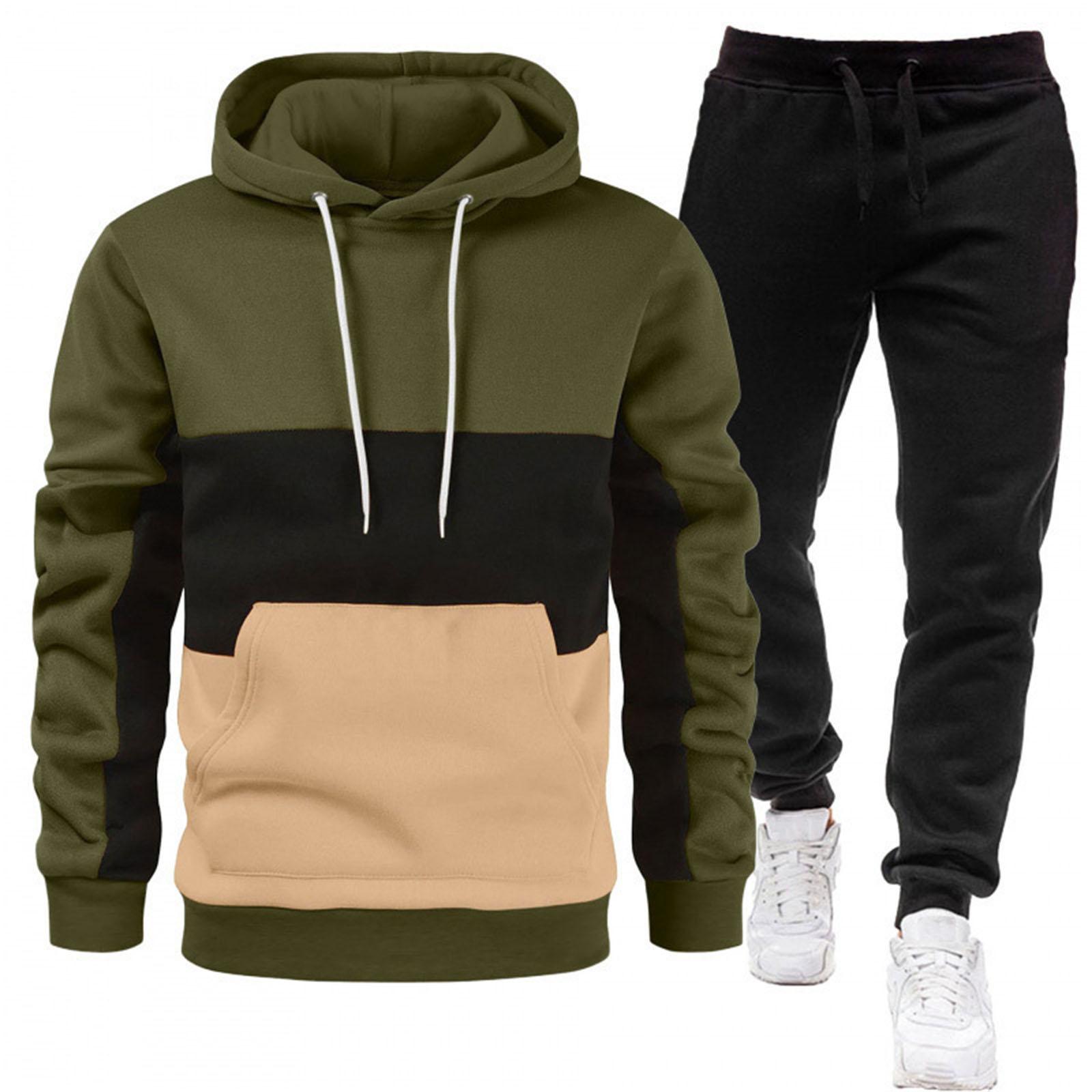 

Men s Fall/Winter Hooded Sports Set L армія зелений колір