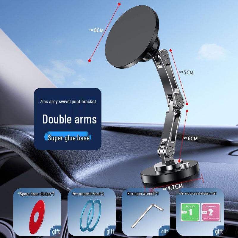 Foldable 360° Car Phone Holder with MagSafe Magnetic 15W Wireless Charger & Metal Navigation Mount