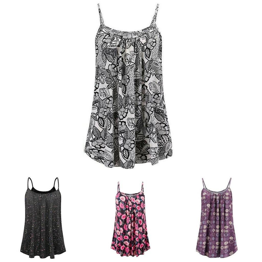 Elegant Women's Summer Strappy Tops Cami Dress In Floral Print For Beach Outings