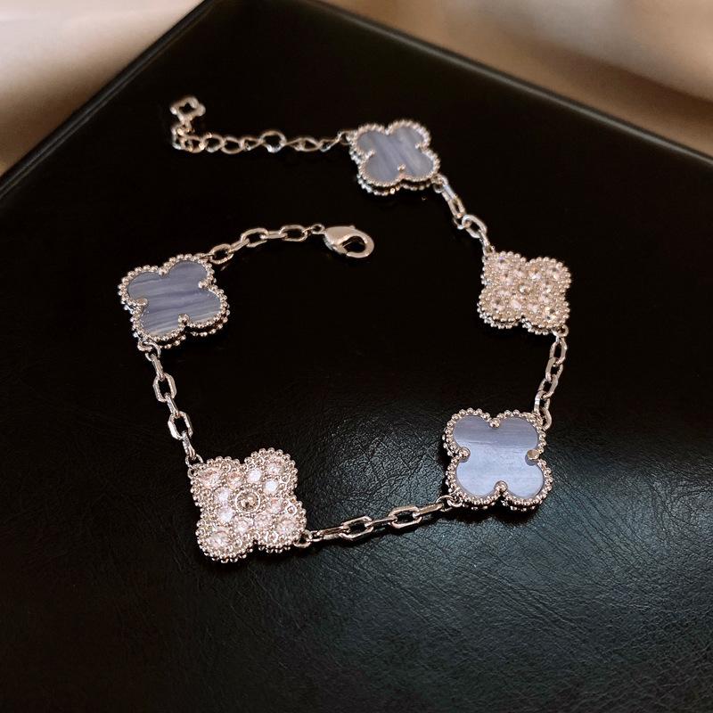 Women's Four-leaf Clover Bracelet Zircon Flower Bracelet Fashionable Exquisite Bracelet Temperament High-end Hand Jewelry