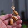 Wooden Carving Pistachio Figurine Mini Cute DIY Mobile Phone Chain Keychain Pendant Car Interior Gifts for Couples