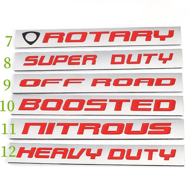 Car Sticker Rotary Super Duty Off Road Boosted Heavy Duty Nitrous Emblem Badge Rear Trunk 3D Car Decals