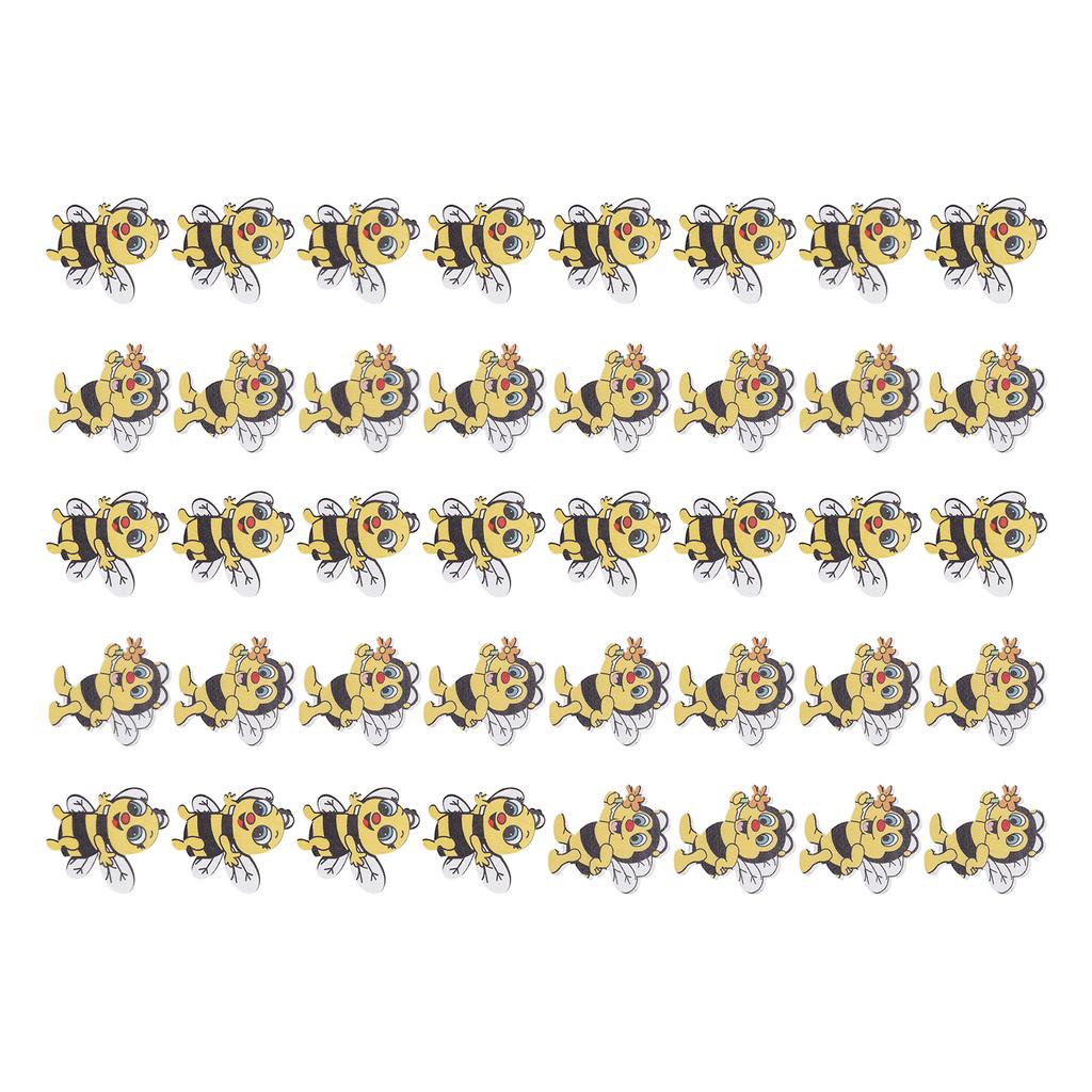 40Pcs Wooden Bee Buttons Cartoon Decorative Embellishment for Sewing Knitting Scrapbooking