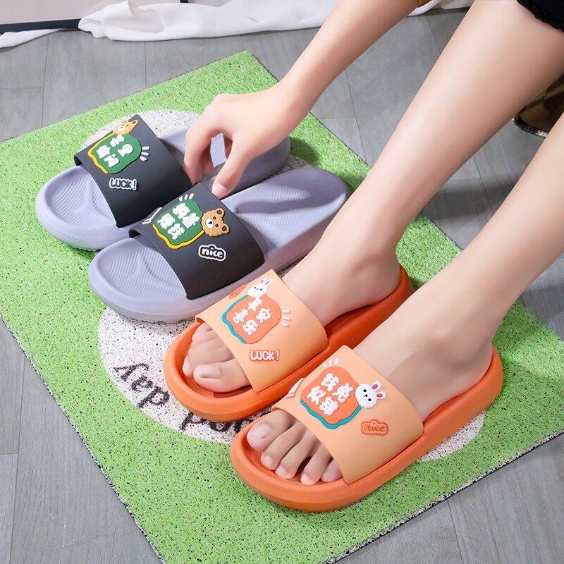 Summer couple indoor and outdoor slippers cartoon thick bottom home bathroom bath sandals men and women