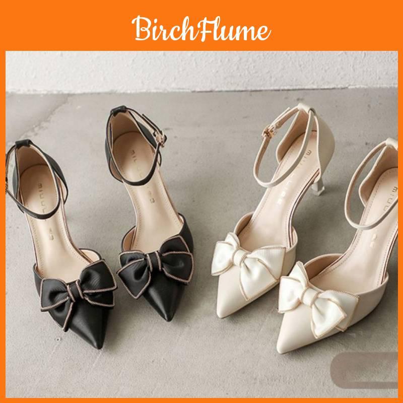 Summer Fashion Slipon High Heels With Bowknot And Pointed Toe For Women