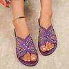 Fashion Plus Size 36-43 Solid Color 2025 New Flat Slippers Rhinestone Butterfly Hollow Fashion Ladies Slides Casual Beach Rome Shoes