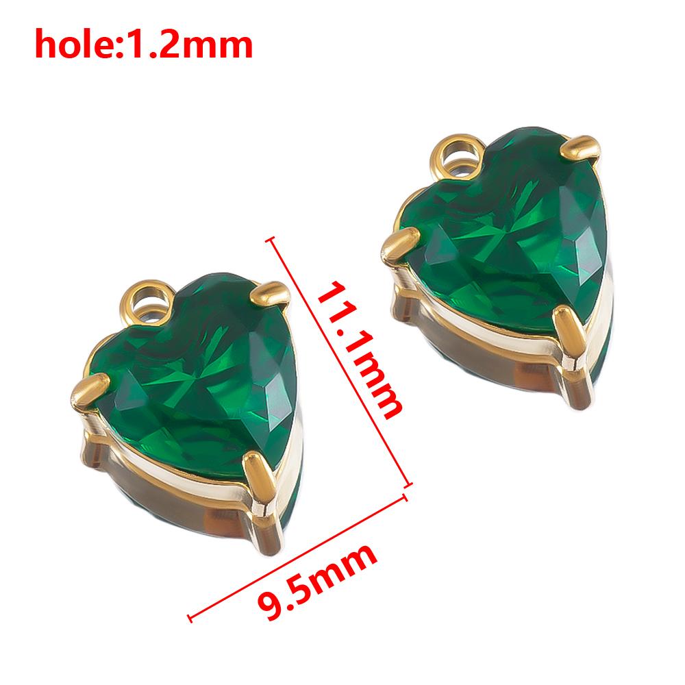 5pcs Stainless Steel Zircon Heart Pendants Base Clear Crystal Charm Beads with Hole for Necklace Making DIY Ear Jewelry Findings