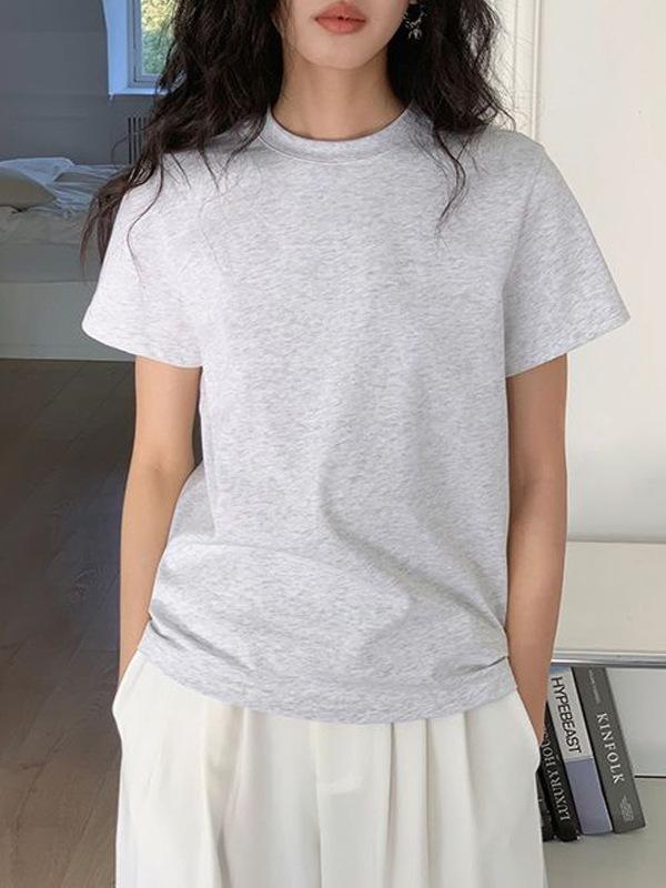 Women's White Short-Sleeve Loose Fit T-Shirt - Versatile Casual Spring/Summer 2024 Trend