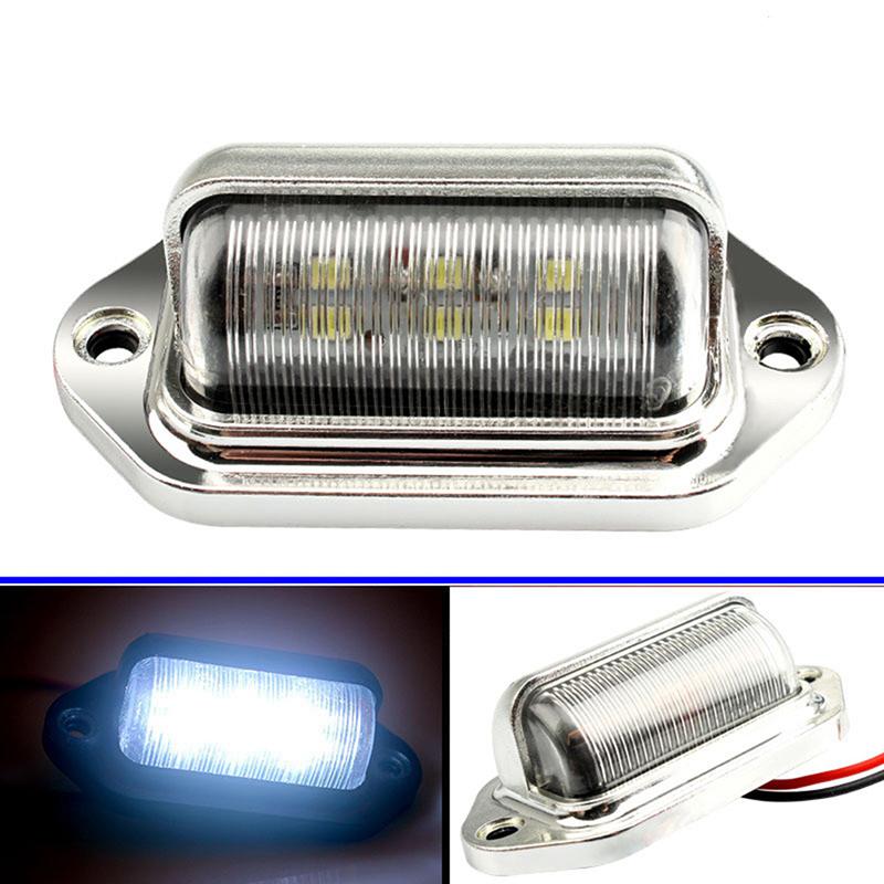 Chrome 6 Led License Plate Tag Light Lamp For Truck Suv Trailer Van Universal