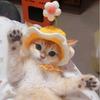 Cute Adjustable Cat Hat Elastic Pet Hat for Cats Small Dogs Kitten Headwear with Small Flowers Party Photo Decoration