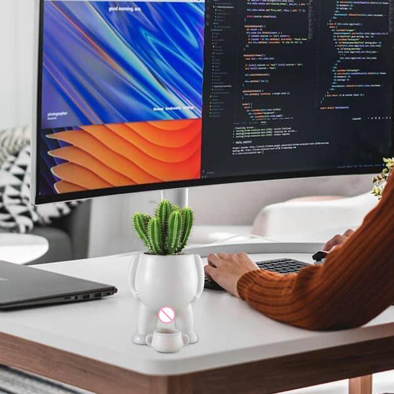 Funny Resin Funny Flowerpot Creative Piss Pot Shape Flower Pots With Drainage Holes Figure Vases Home Decoration Friend Gift