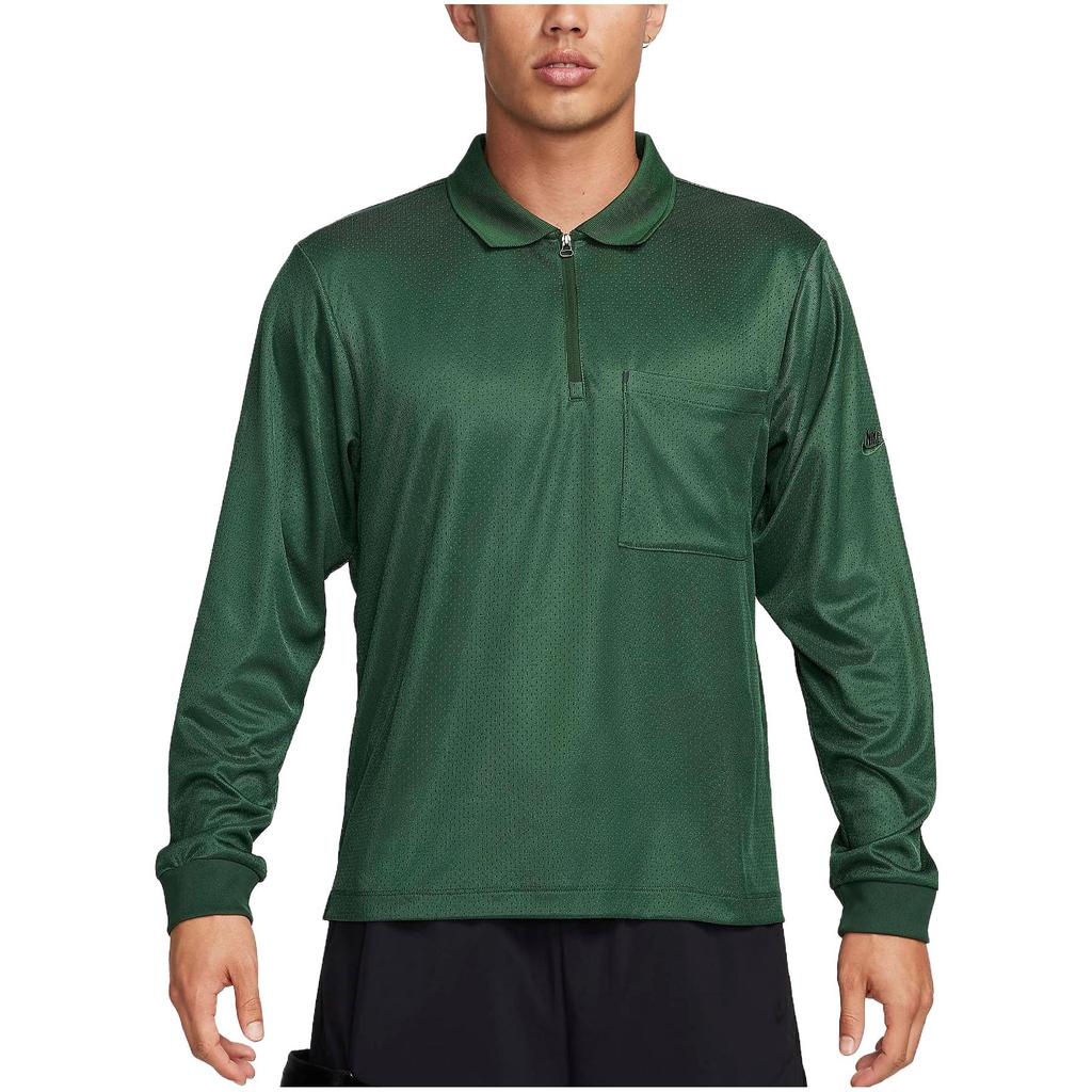 Nike Solid Color Letter Logo Print Pocket Half Zip Pullover Long Sleeve T-Shirt Men Tops Green FB7382-323