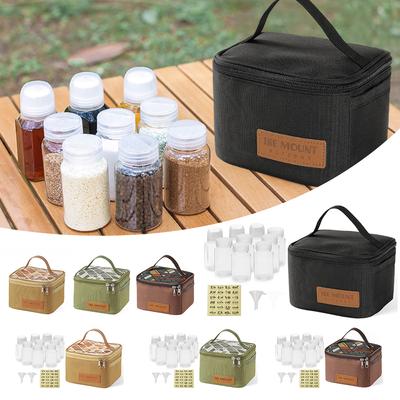 Tragbares Gewürzglas für den Außenbereich mit Aufbewahrungstasche, Flaschen für feste und flüssige Gewürze, multifunktionales, leichtes Campingzubehör