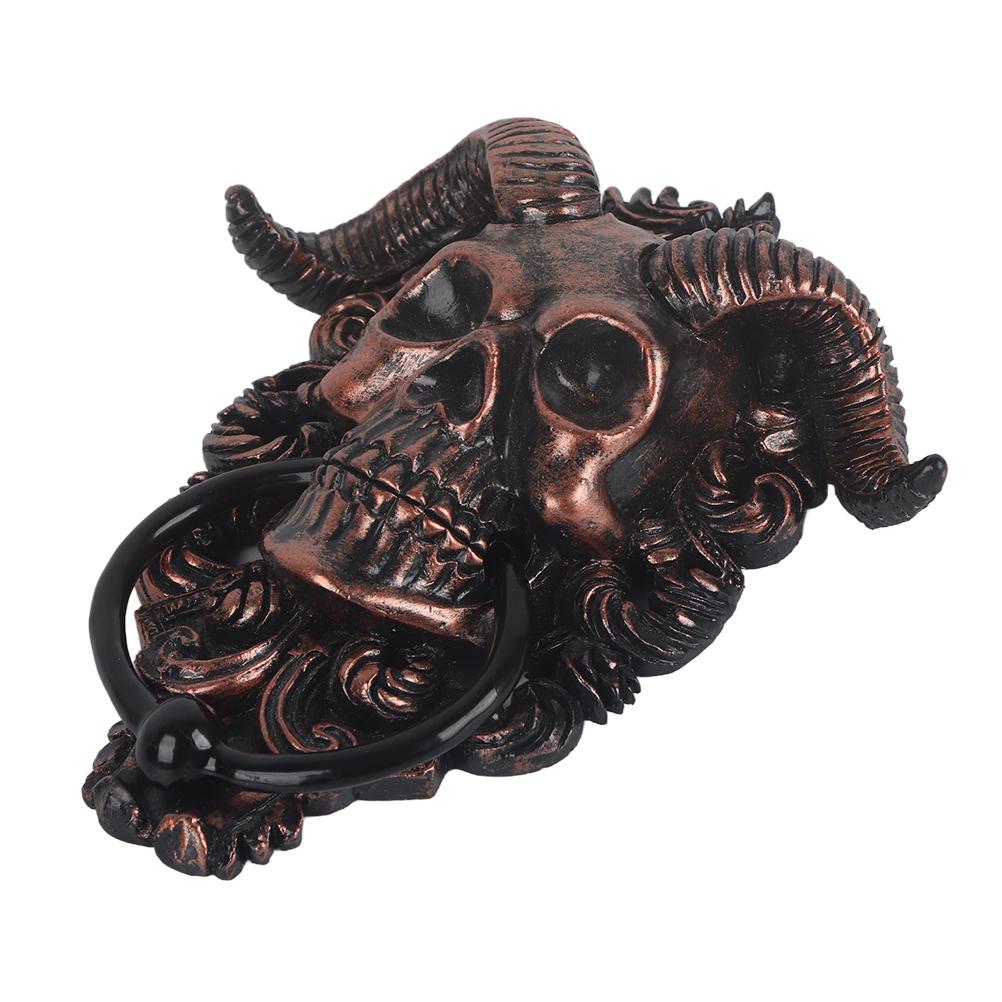 Gothic Horned God Skull Door Knocker Heavy Metal Wall Decor 13.5cm